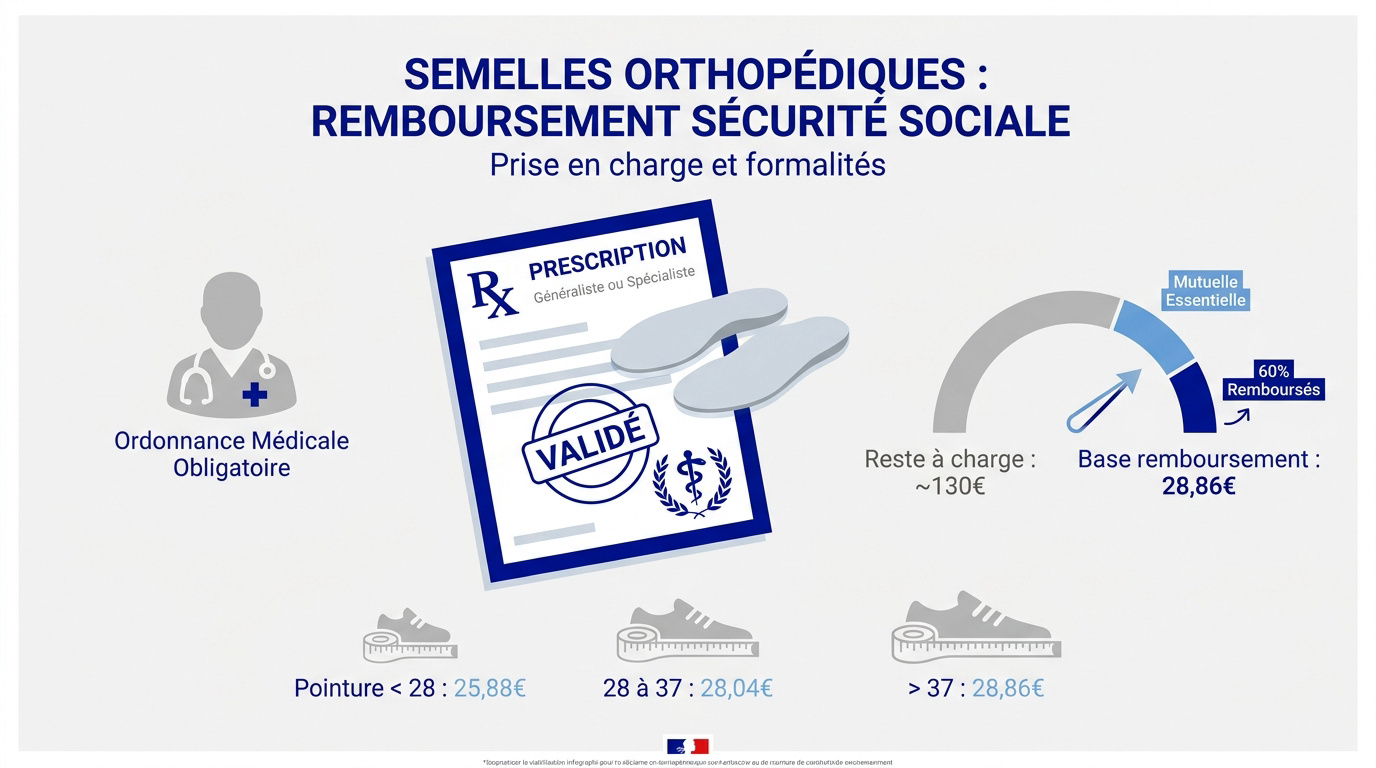 Remboursement des semelles orthopédiques par la Sécurité sociale et la mutuelle
