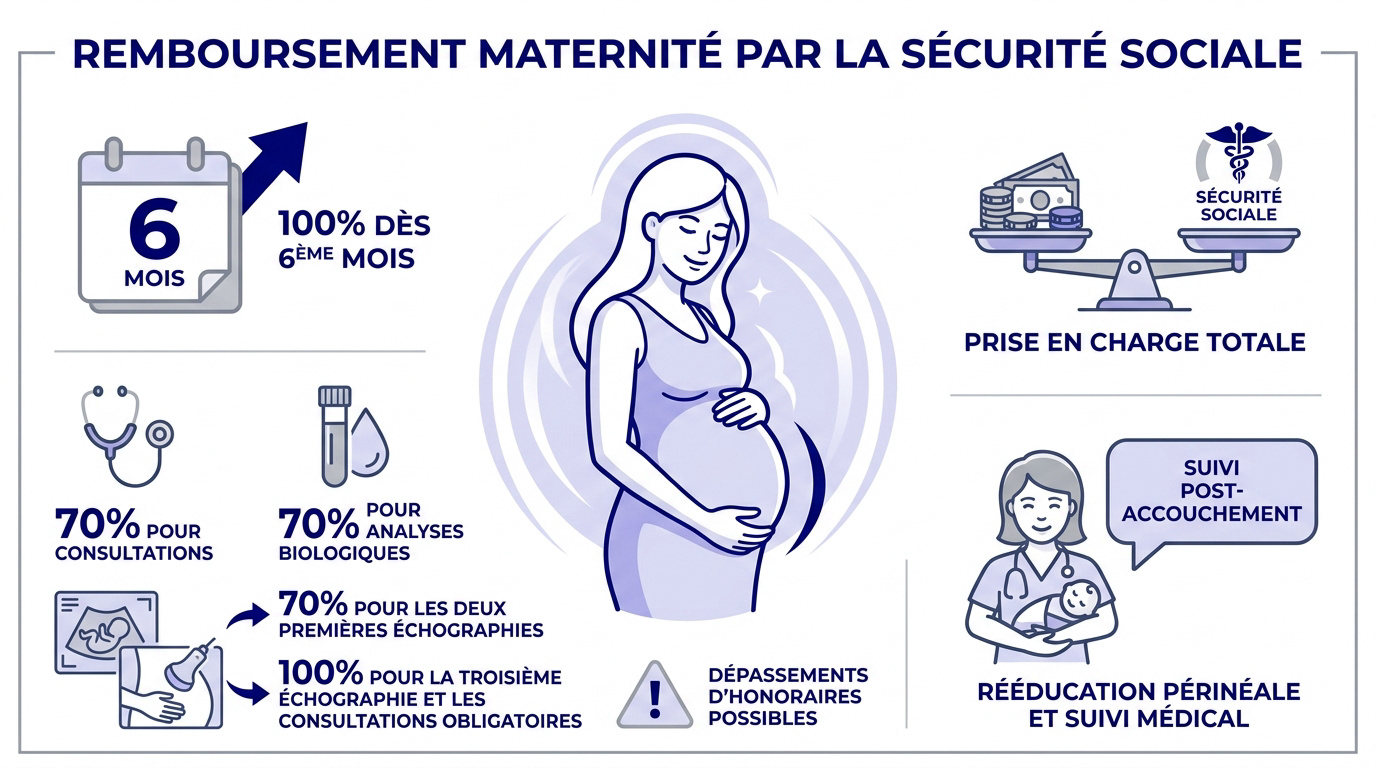 Tableau récapitulatif du remboursement maternité par l'Assurance Maladie